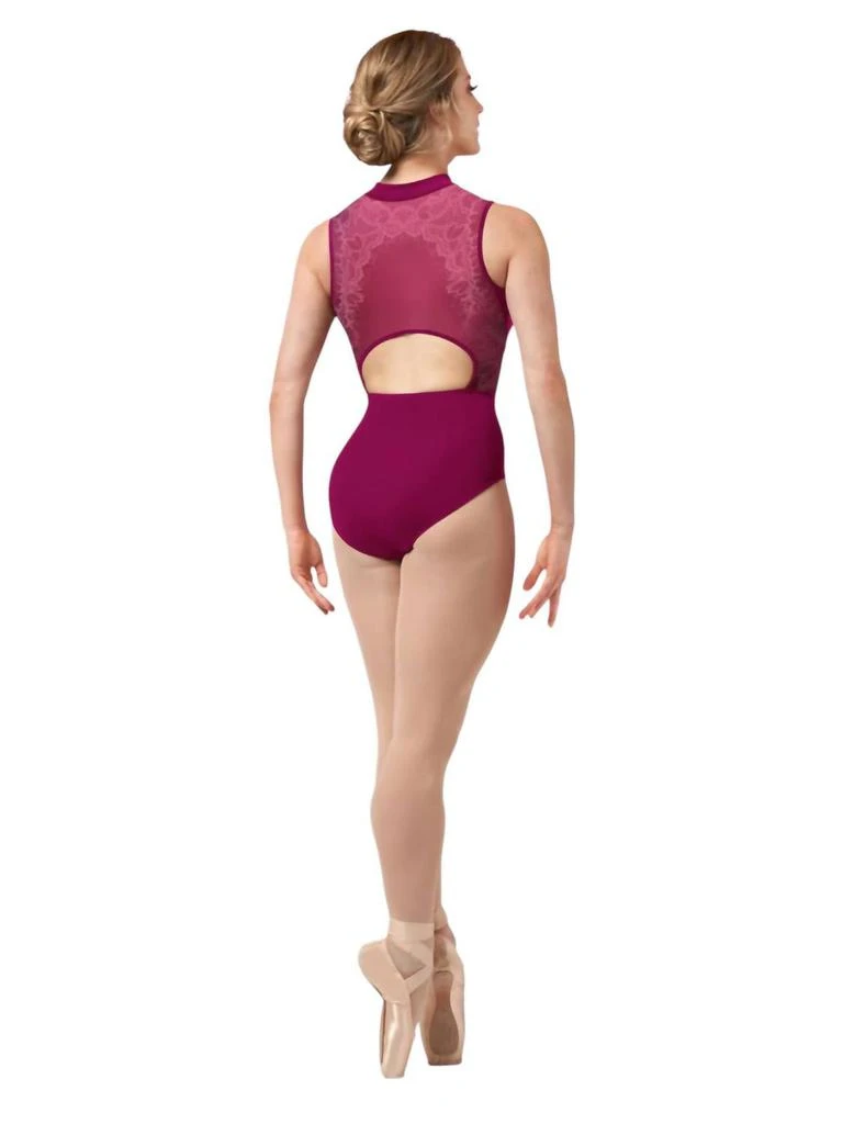 Bloch Harper Zip Lace Tank Leotard In Cherry 3