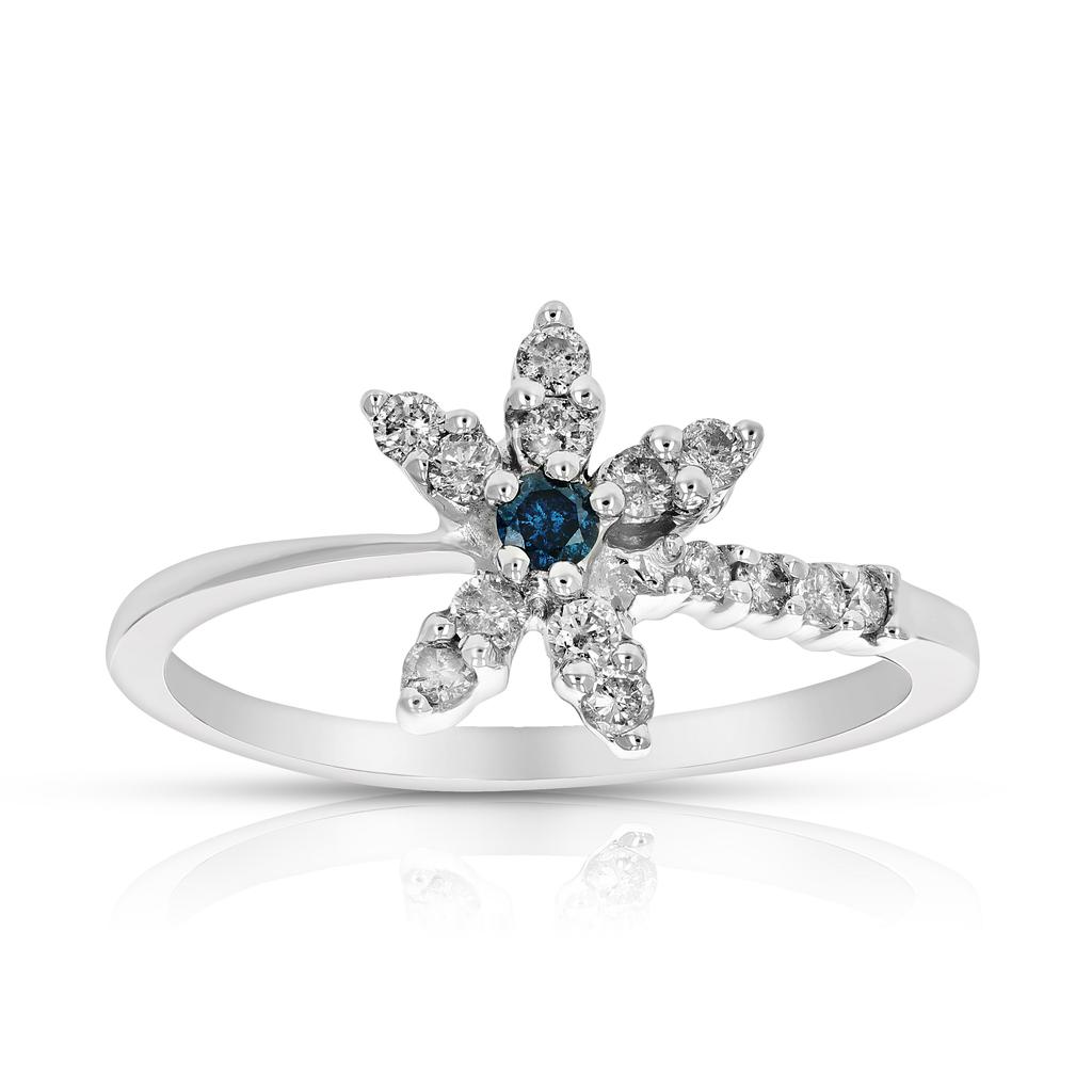 Vir Jewels 0.35 cttw Blue Diamond Ring Fashion Round 10K White Gold