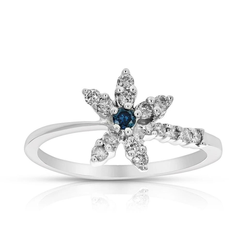 Vir Jewels 0.35 cttw Blue Diamond Ring Fashion Round 10K White Gold 1