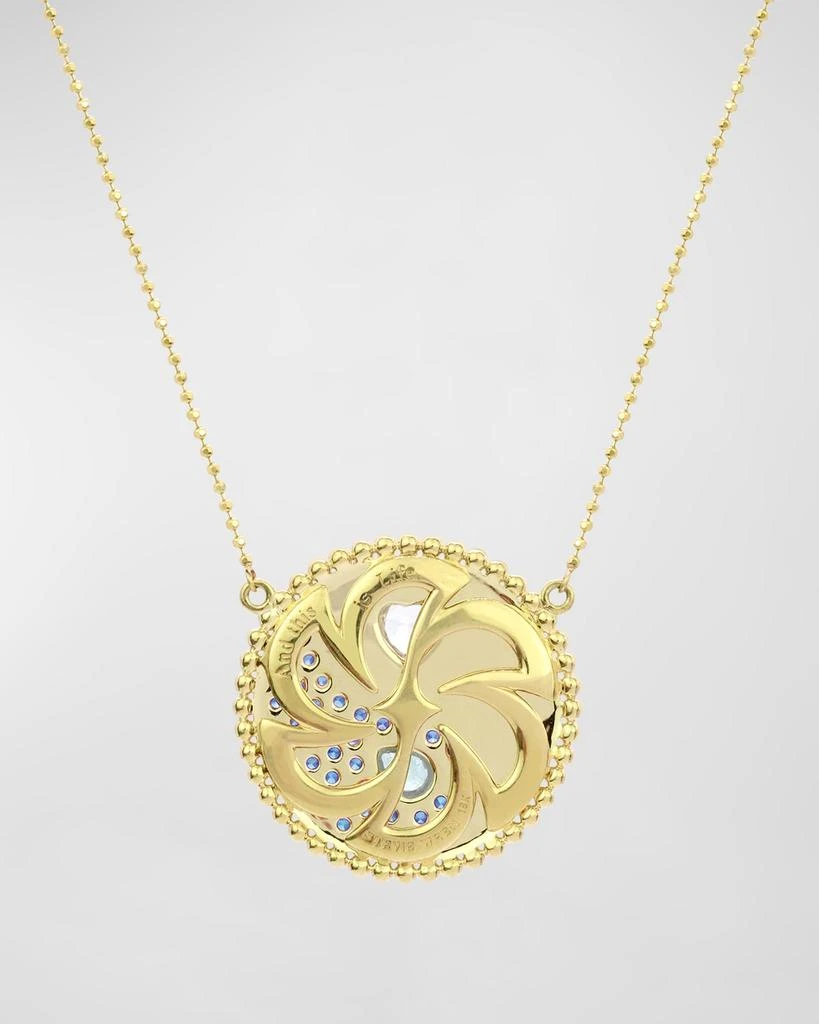 Stevie Wren 18K Yellow Gold Light Blue Enamel Gemini Gem Necklace 2