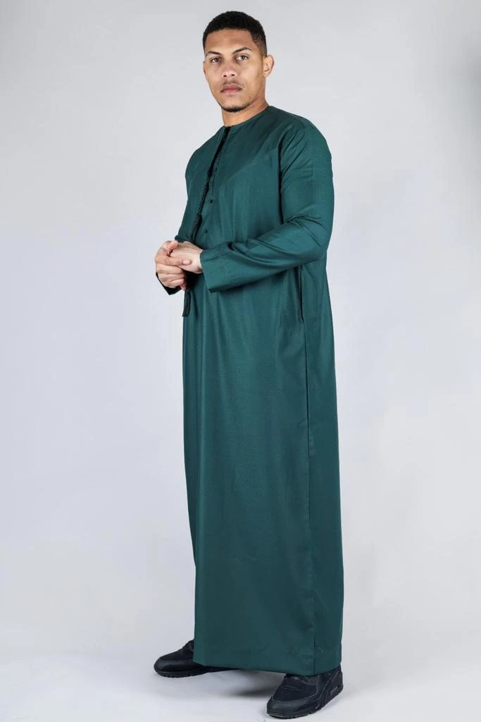 Arabic Thobes Men
s Green Thobe Emirati Islamic Jubba Robe Eid Tassel Regular Fit 2