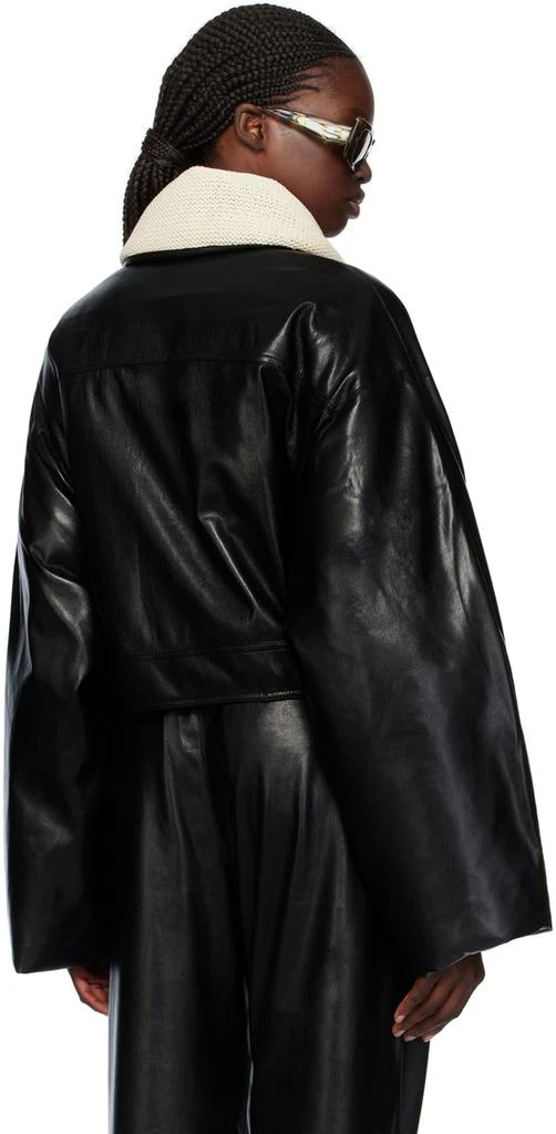 Nanushka Black Hollie Vegan Leather Down Bomber Jacket 3