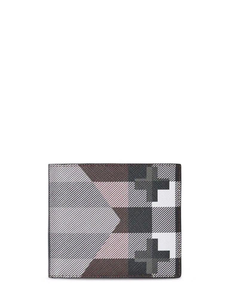 NA Grey Geometric Check bi-fold Wallet