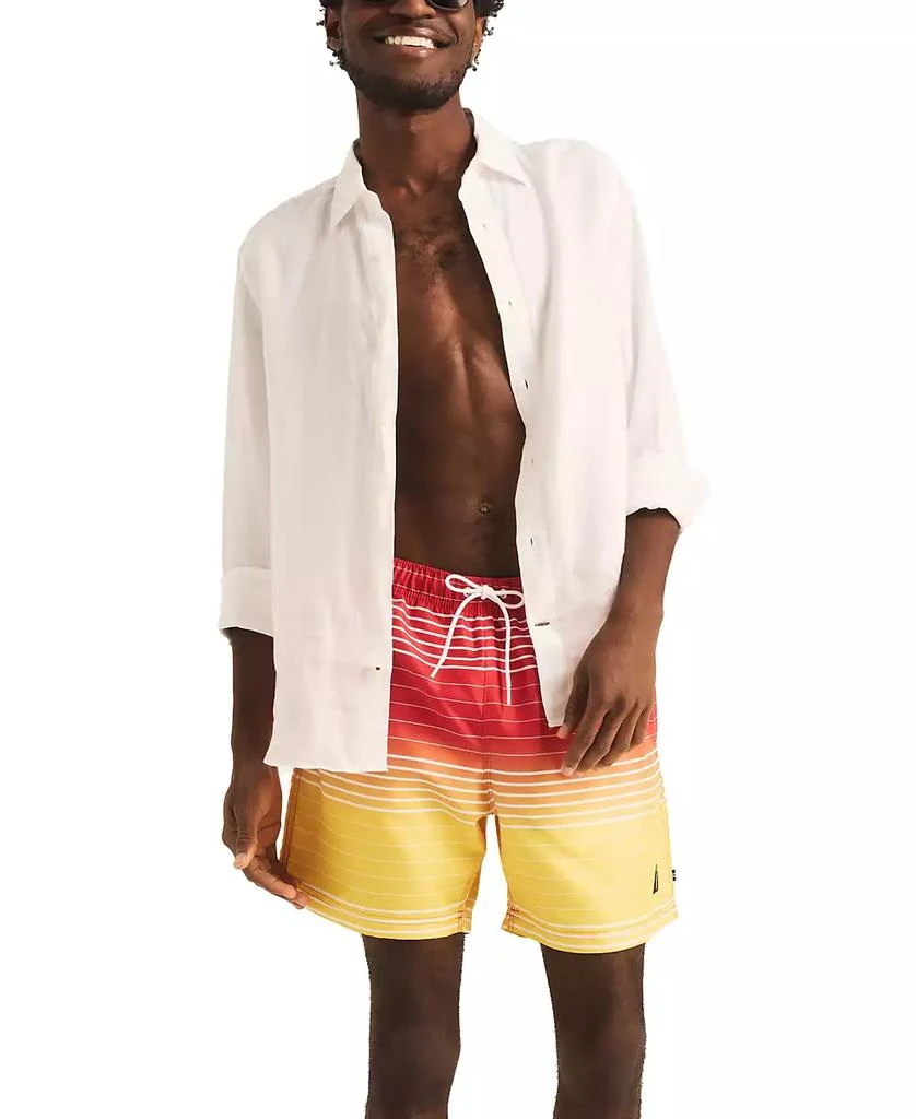 Nautica Men's Ombre Stripe Full Elastic 6" Swim Trunks 4