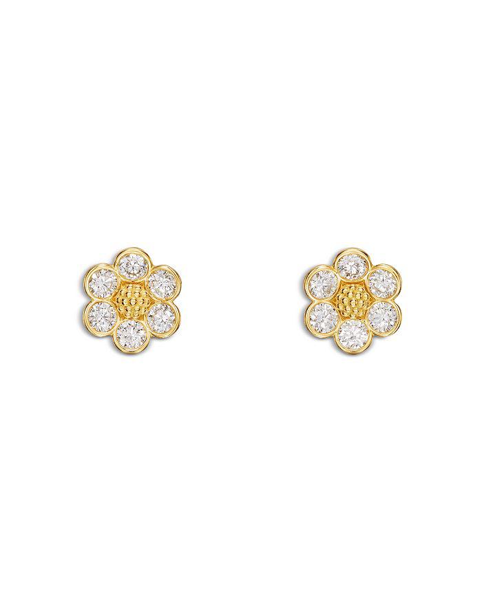Temple St. Clair 18K Yellow Gold FJ Diamond Fiori Flower Stud Earrings