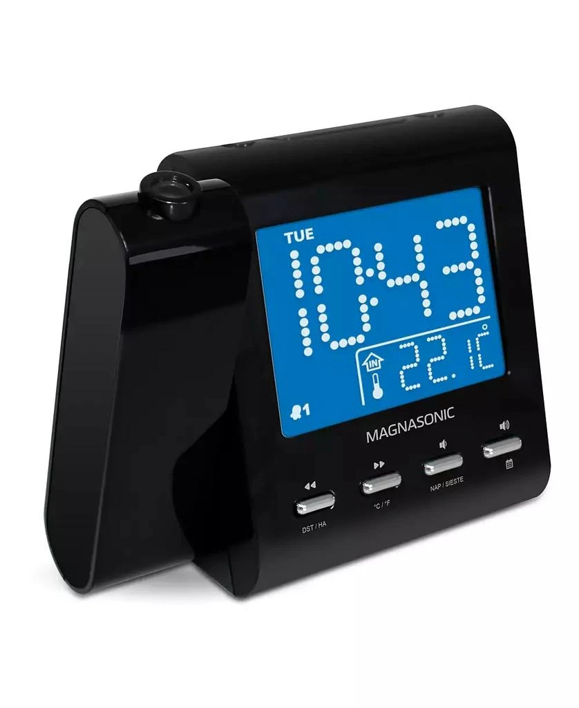 Magnasonic Projection Alarm Clock – AM/FM Radio, Auto Time Set, Dual Alarm, Temp/Date Display, Battery Backup, Bonus Aux Cable 9