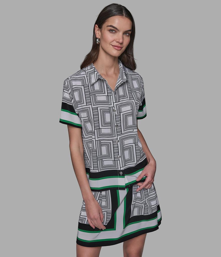 Karl Lagerfeld Paris SHORT SLEEVE DOUBLE L CAMP BLOUSE