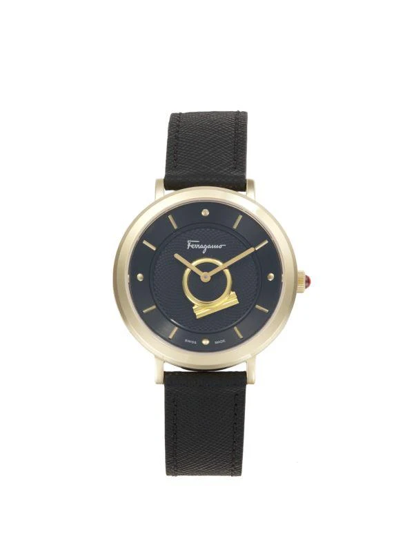 Salvatore Ferragamo Minuetto Stainless Steel Case 
Leather Strap Watch/36MM 1