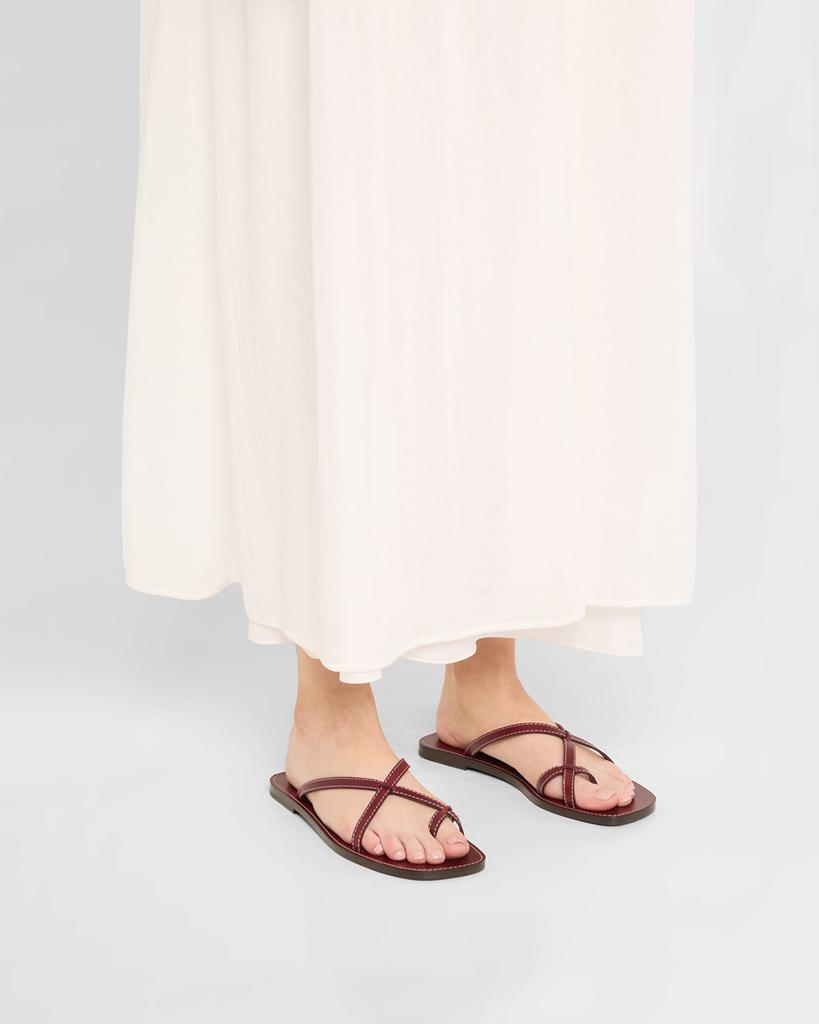 The Row Link Leather Toe-Loop Slide Sandals