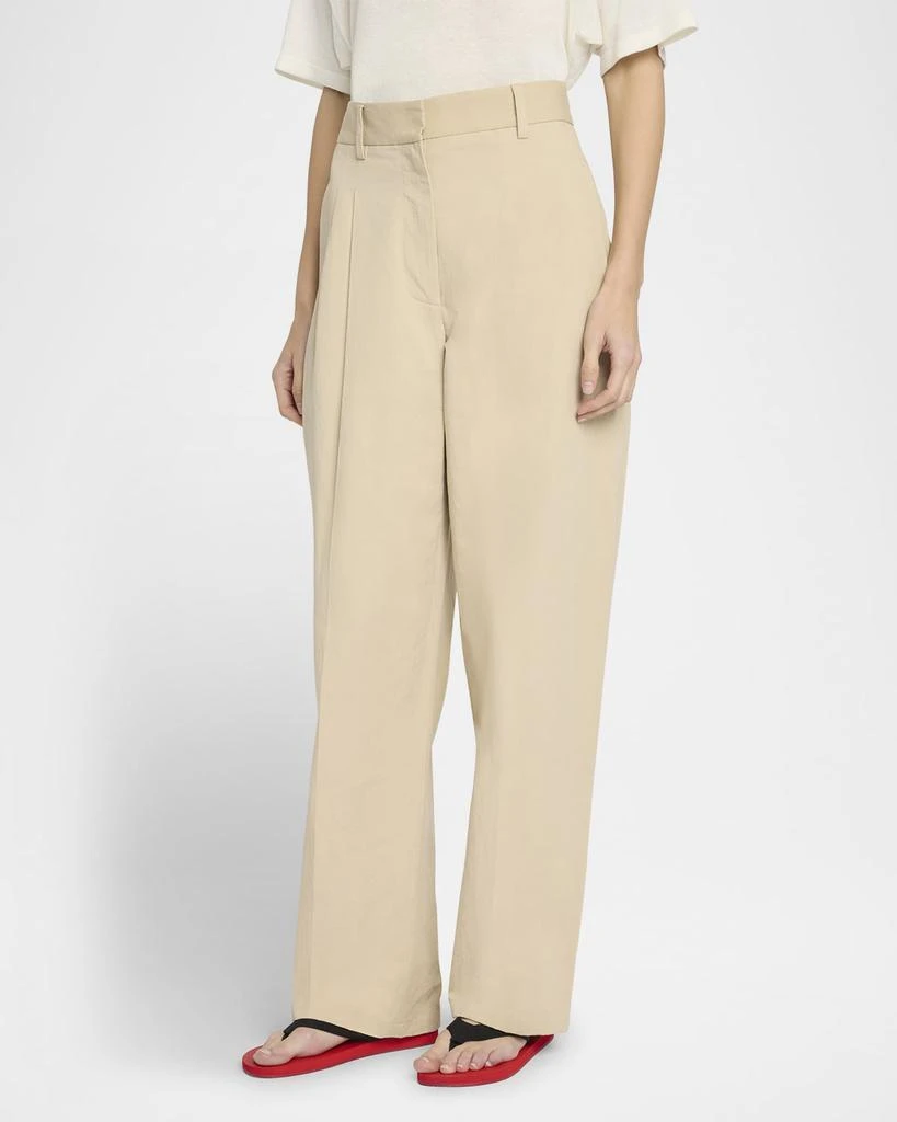 The Row Lilas Pleated Wide-Leg Cotton-Linen Pants 4