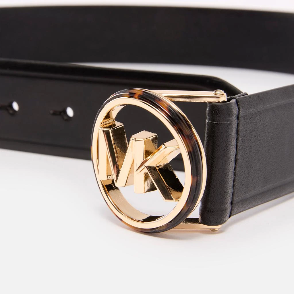 Michael Kors Black Pebbled Leather Belt-tortoise shell buckle w/ MK Charm Logo Michael Kors Tortoiseshell Buckle Leather Belt – On Sale Now  main image 4