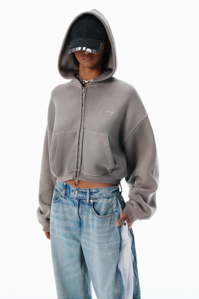 Alexander Wang bleach blue denim and mesh zipper pants - petite