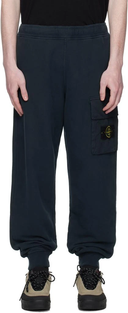 Stone Island Navy 6200003 Brushed Organic Cotton Fleece Sweatpants 1