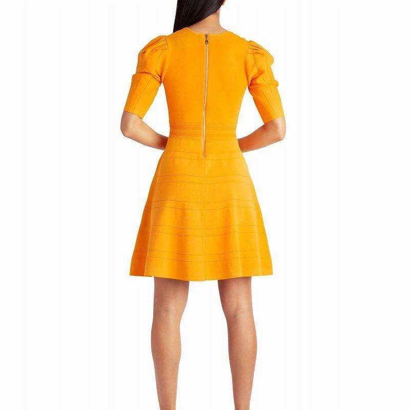 Nicole Miller Jessie Pleated Shoulder A-Line Dress In Flame Orange 2
