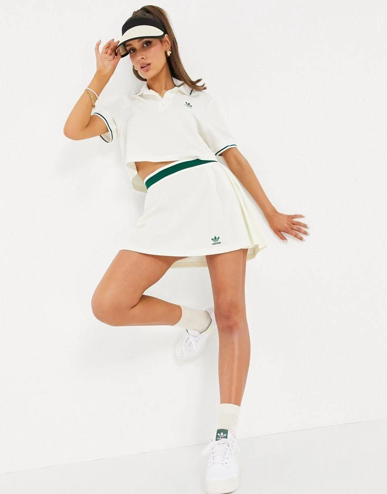 Adidas adidas Originals 'Tennis Luxe' logo pleated skirt in off white 1