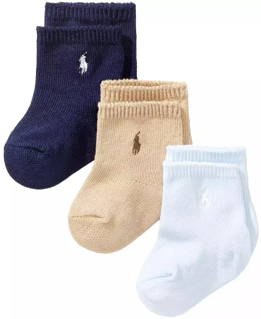 Ralph Lauren Ralph Lauren Baby Boys Embroidered Logo Crew Socks, Pack of 3 1