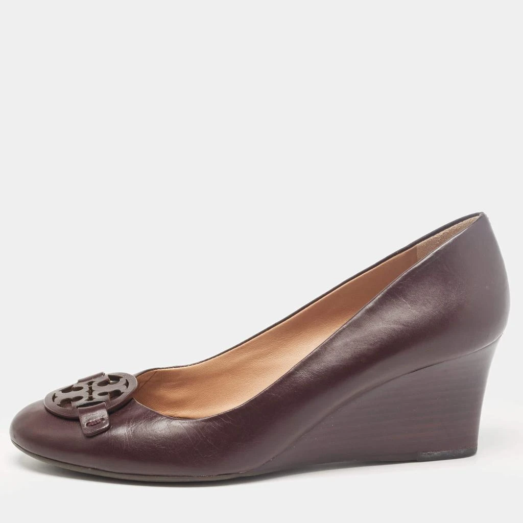 Tory Burch Tory Burch Burgundy Leather Wedge Pumps Size 40 1