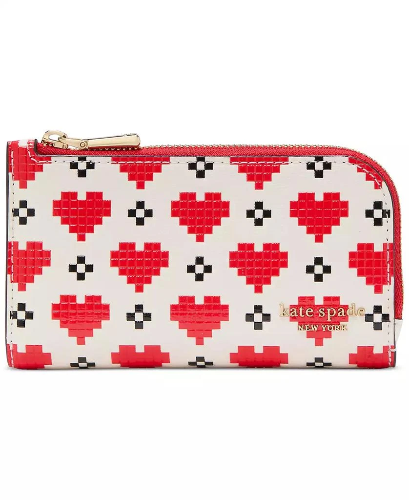 kate spade new york Devin Pixel Hearts Embossed Saffiano Leather Slim Bifold Wallet 1