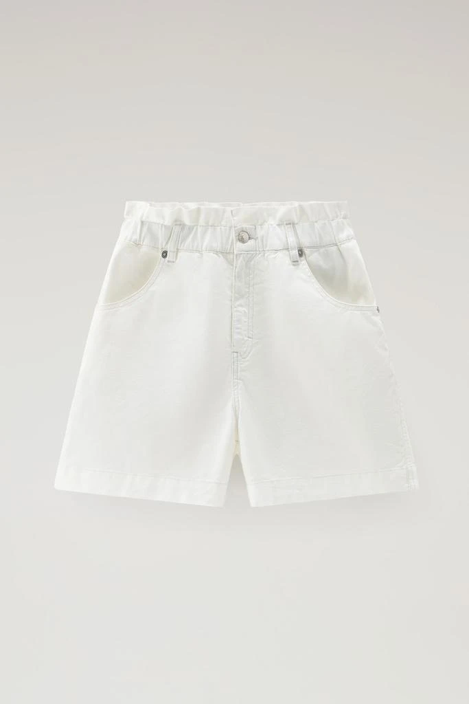 WOOLRICH Bermuda Shorts in High-Waisted Stretch Cotton Twill - Women - White 4