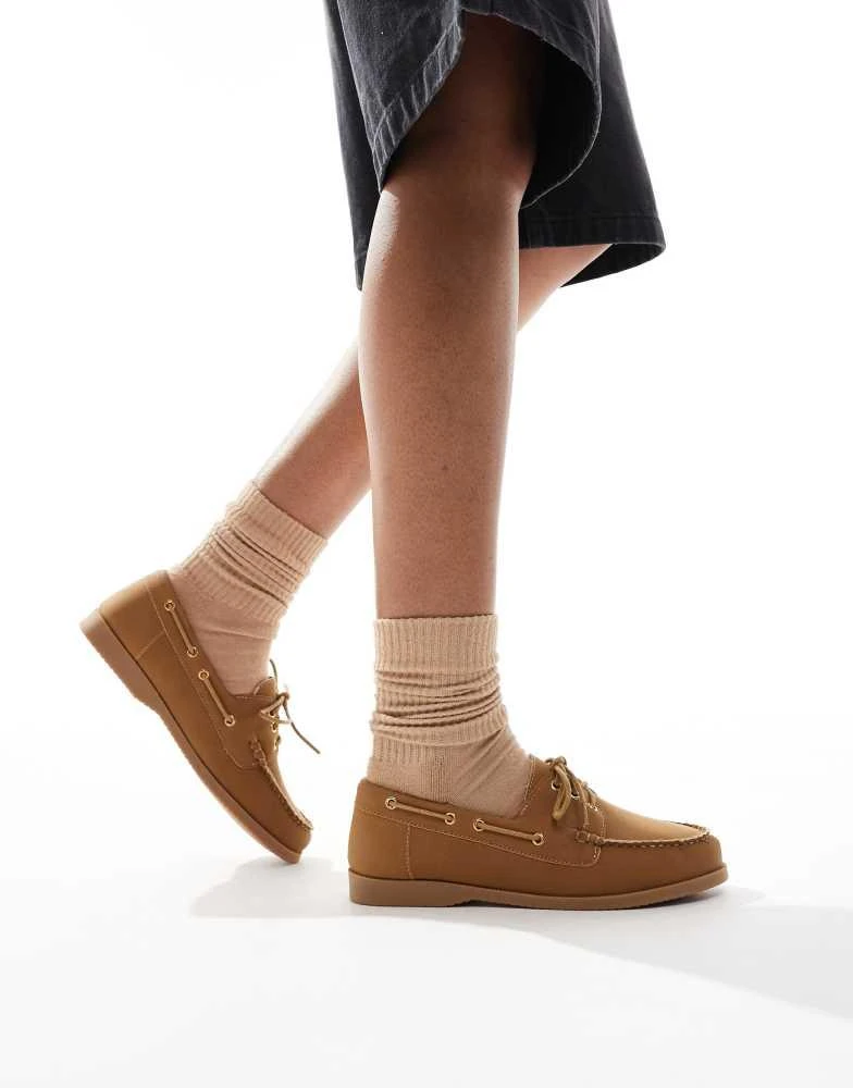 London Rebel London Rebel lace up boat shoes in brown 1