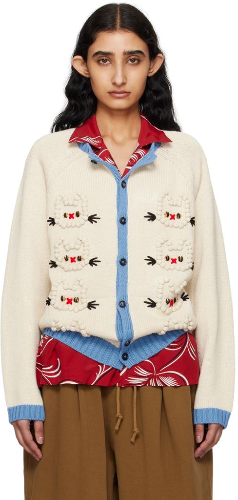 Bode Off-White Calico Cardigan