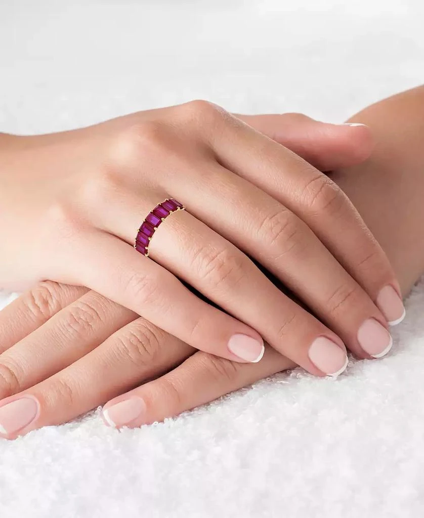 Macy's Red Cubic Zirconia Eternity Band in 14k Yellow Gold Plated Plated Sterling Silver 3