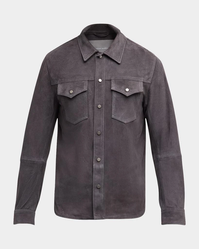 Neiman Marcus Men's Goat Suede Trucker Shirt Jacket 1