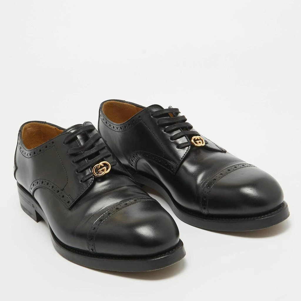 Gucci Gucci Black Leather Brogue Lace Up Oxfords Size 44 4
