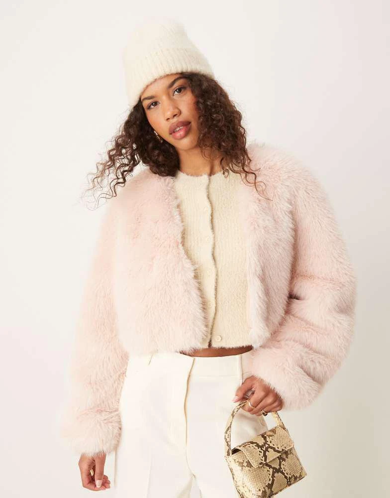 ASOS ASOS DESIGN faux fur jacket in light pink 3