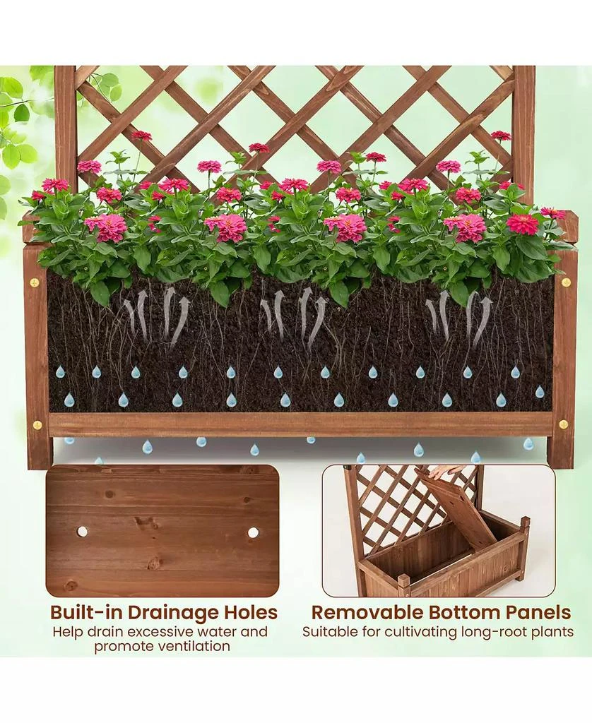 Gymax 2PCS 60

 Tall Raised Garden Bed w/ Diamond Lattice Trellis Drainage Holes Outdoor 9