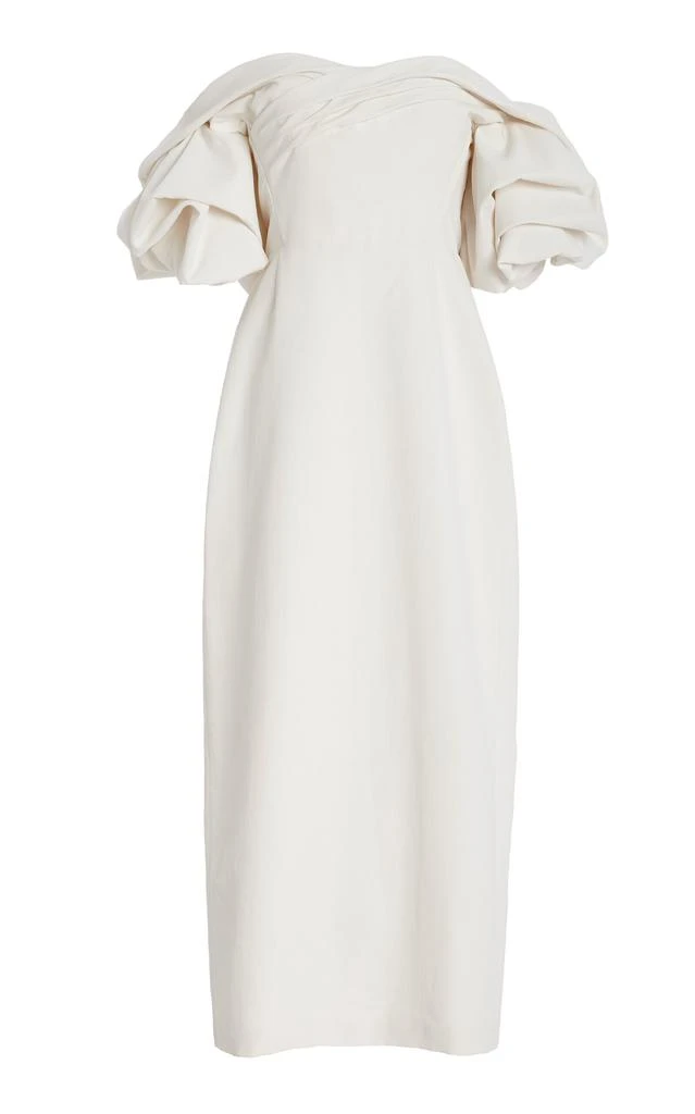 Delphine Delphine - Tess Off-The-Shoulder Taffeta Midi Dress - Ivory - US 4 - Moda Operandi 1