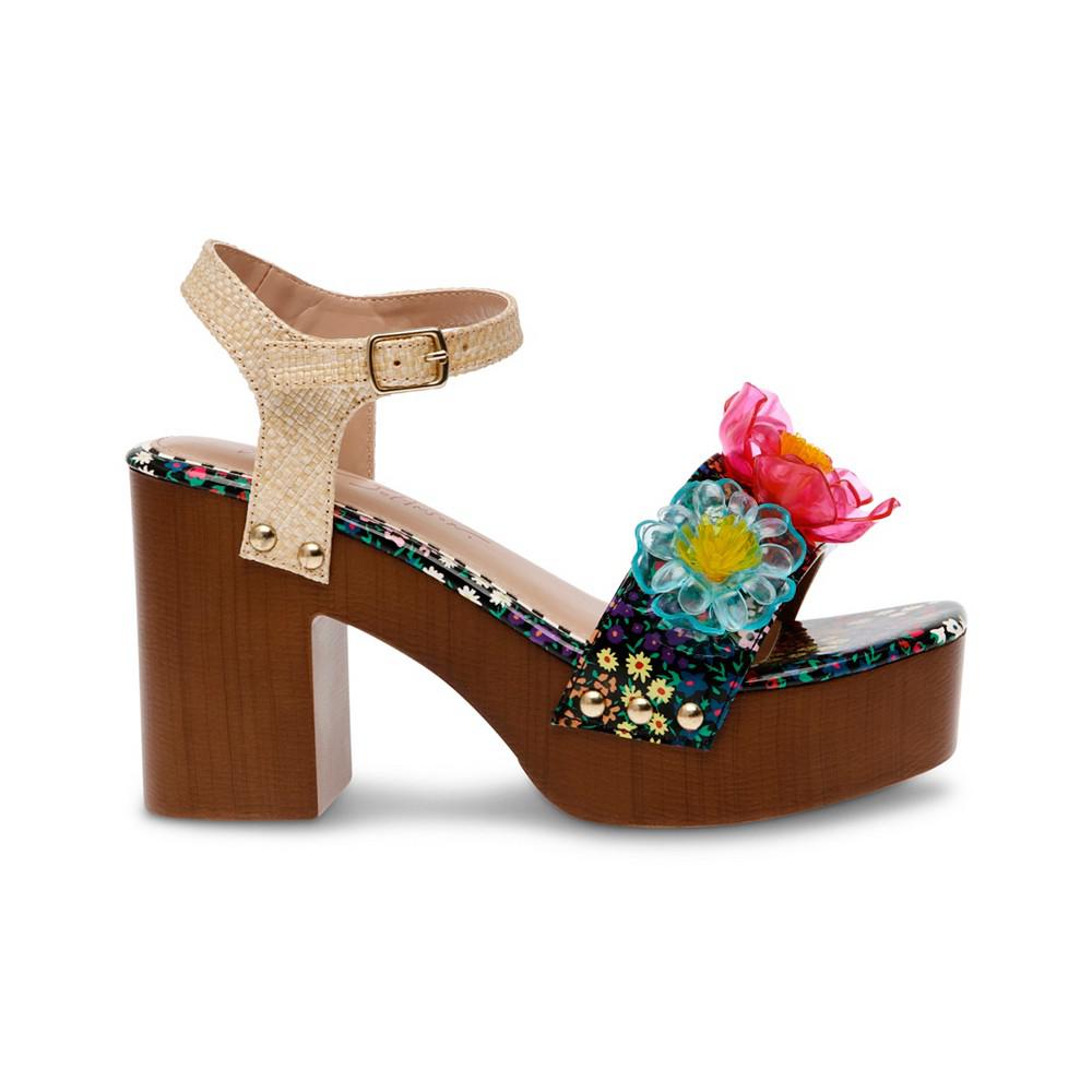 Betsey Johnson Women's Elayne Flower Wooden Platform Dress Sandals