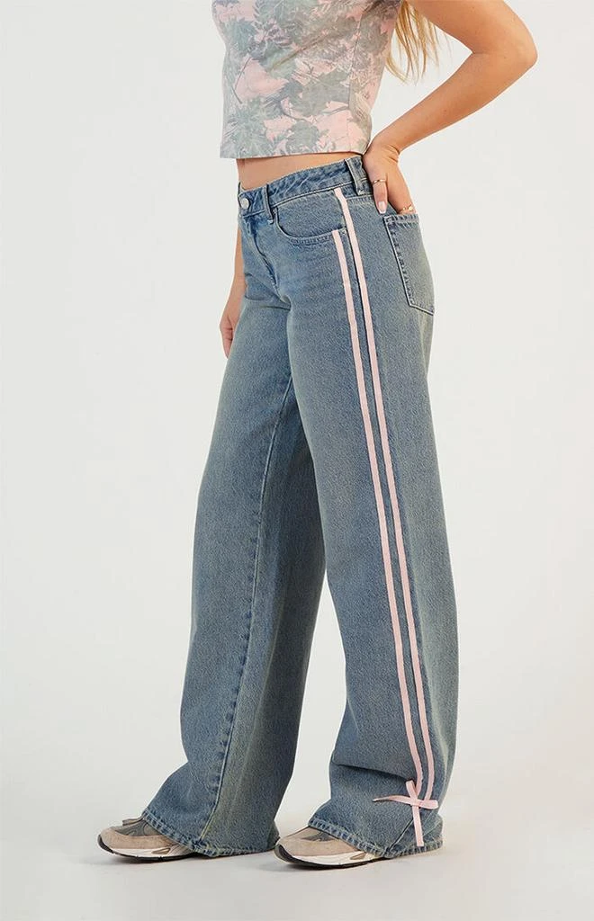PacSun Casey Side Stripe Bows Low Rise Baggy Jeans 3