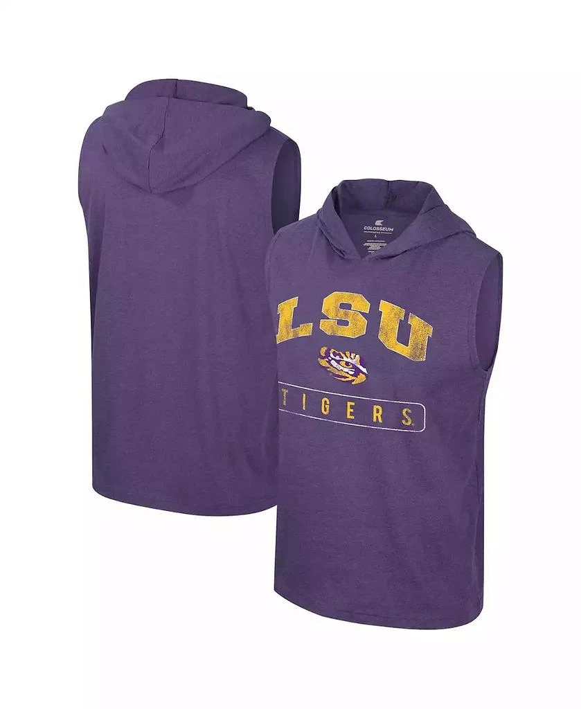 Colosseum Men's Heather Purple LSU Tigers Varsity Sleeveless Hoodie Tank Top 1