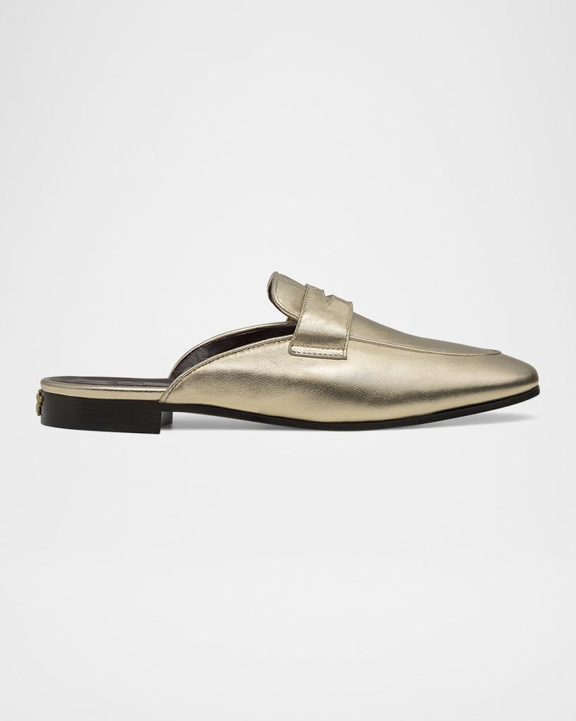 Bougeotte Metallic Leather Penny Loafer Mules