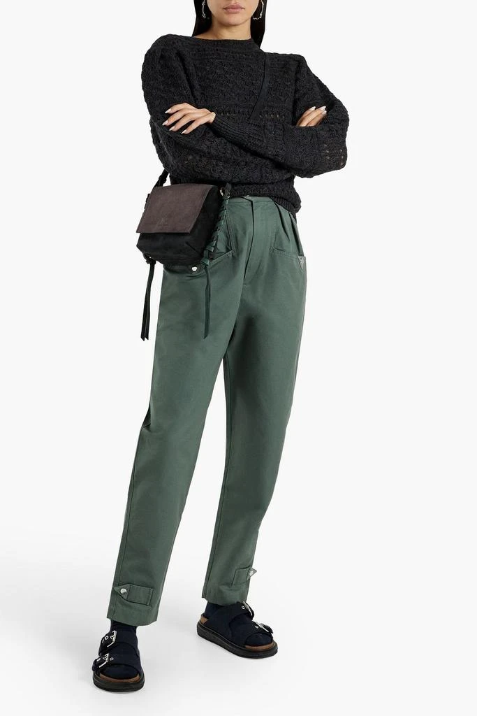Isabel Marant Étoile Pulcie suede-trimmed cotton tapered pants 2