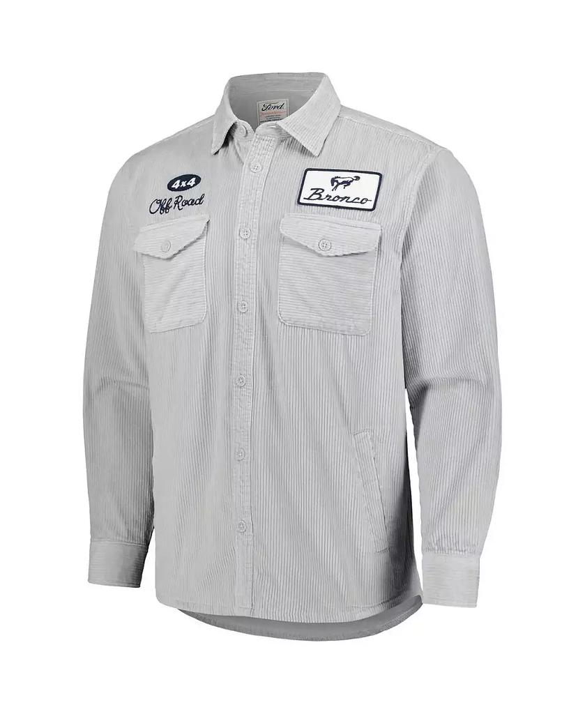 American Needle Men's Gray Bronco Reynolds Corduroy Button-Up Long Sleeve Shirt