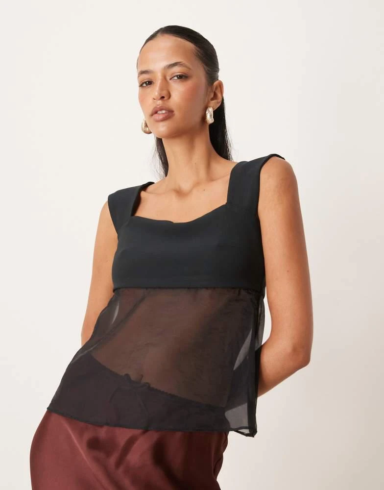 Abercrombie & Fitch Abercrombie & Fitch sheer babydoll cami top in black 1