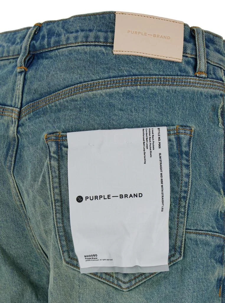 Purple Brand Light Blue Straight Jeans With Crinkled Effect In Stretch Cotton Denim Man 3