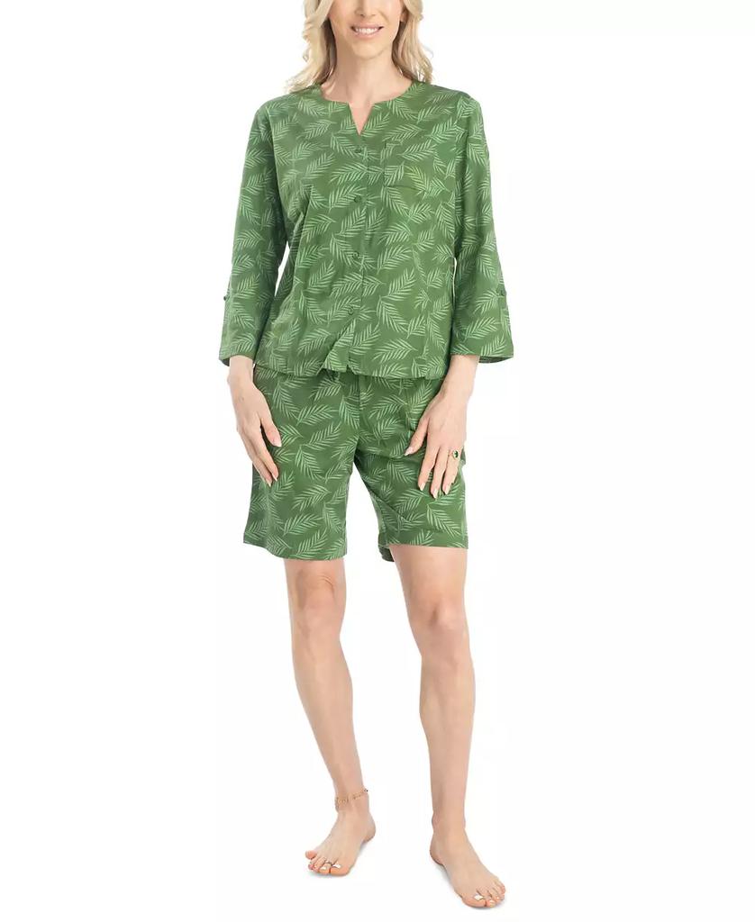 MUK LUKS Women's 2-Pc. Cabana Casual Cotton Pajamas Set