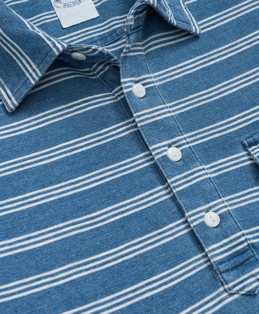 Brooks Brothers Cotton Stripe Indigo Wash Long-Sleeve Polo Shirt 2