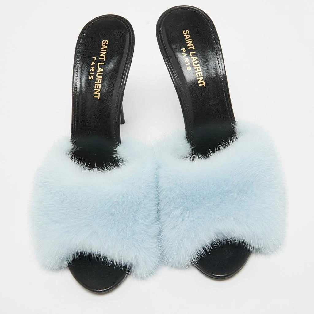 Yves Saint Laurent Saint Laurent Blue Mink Fur Roy Slide Sandals Size 39 3