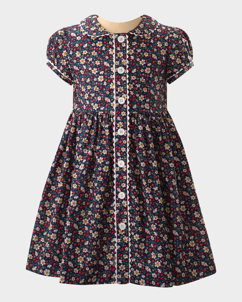 Rachel Riley Girl's Poppy Floral-Print Button-Front Dress, Size 2-10