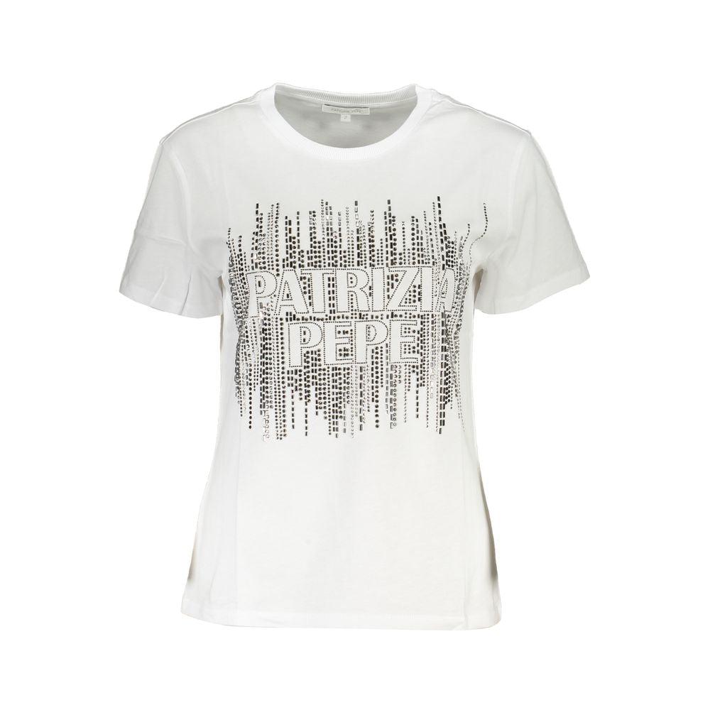 PATRIZIA Elegant Short Sleeve Crew Neck Tee with Women's Logo