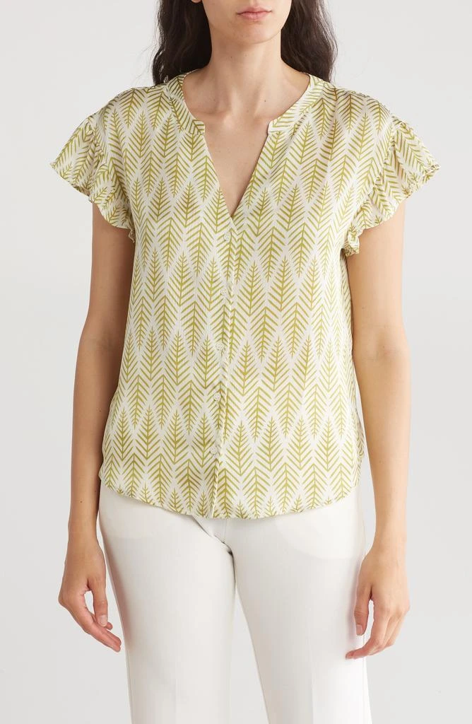 Pleione Print Ruffle Sleeve Top 1