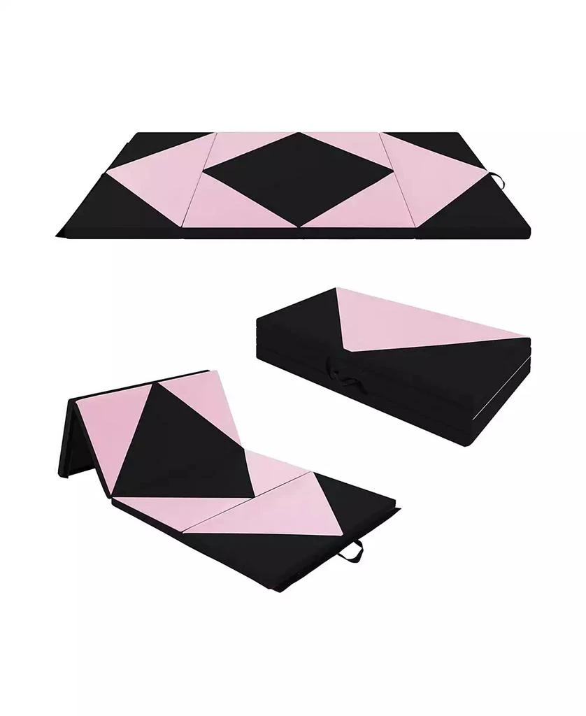 SUGIFT 8 Feet PU Leather Folding Gymnastics Mat with Hook and Loop Fasteners 1