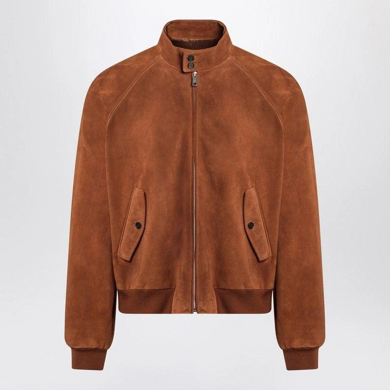 Prada CAMEL-COLOURED SUEDE BOMBER JACKET 1
