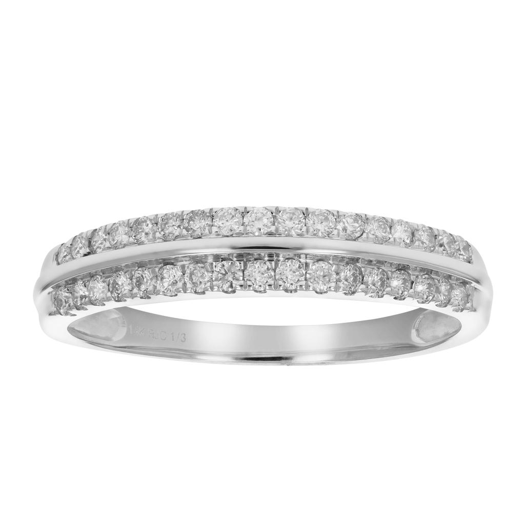 Vir Jewels 1/3 cttw Certified I1-I2 Diamond Wedding Band 14K White Gold Prong Set