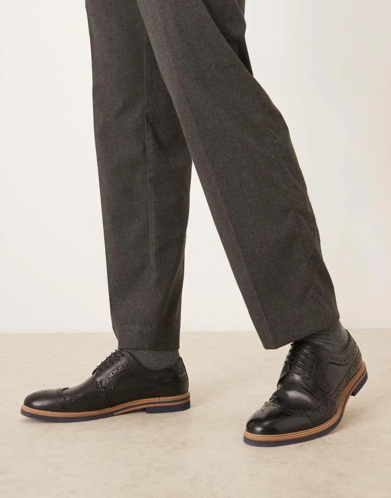 ASOS ASOS DESIGN lace up brogue shoes in black leather 4