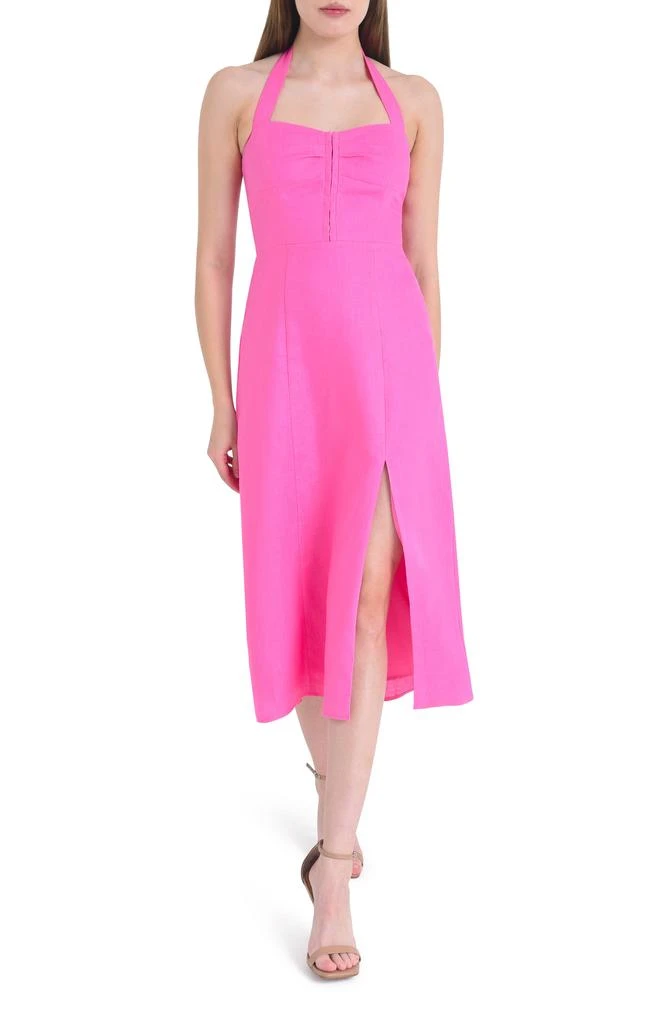 Wayf Simone Halter Neck Linen Midi Dress 4